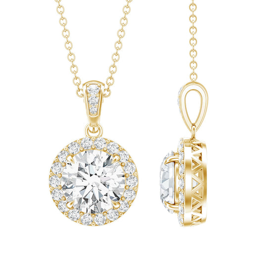 Round Cubic Zirconia Classic Halo Pendant