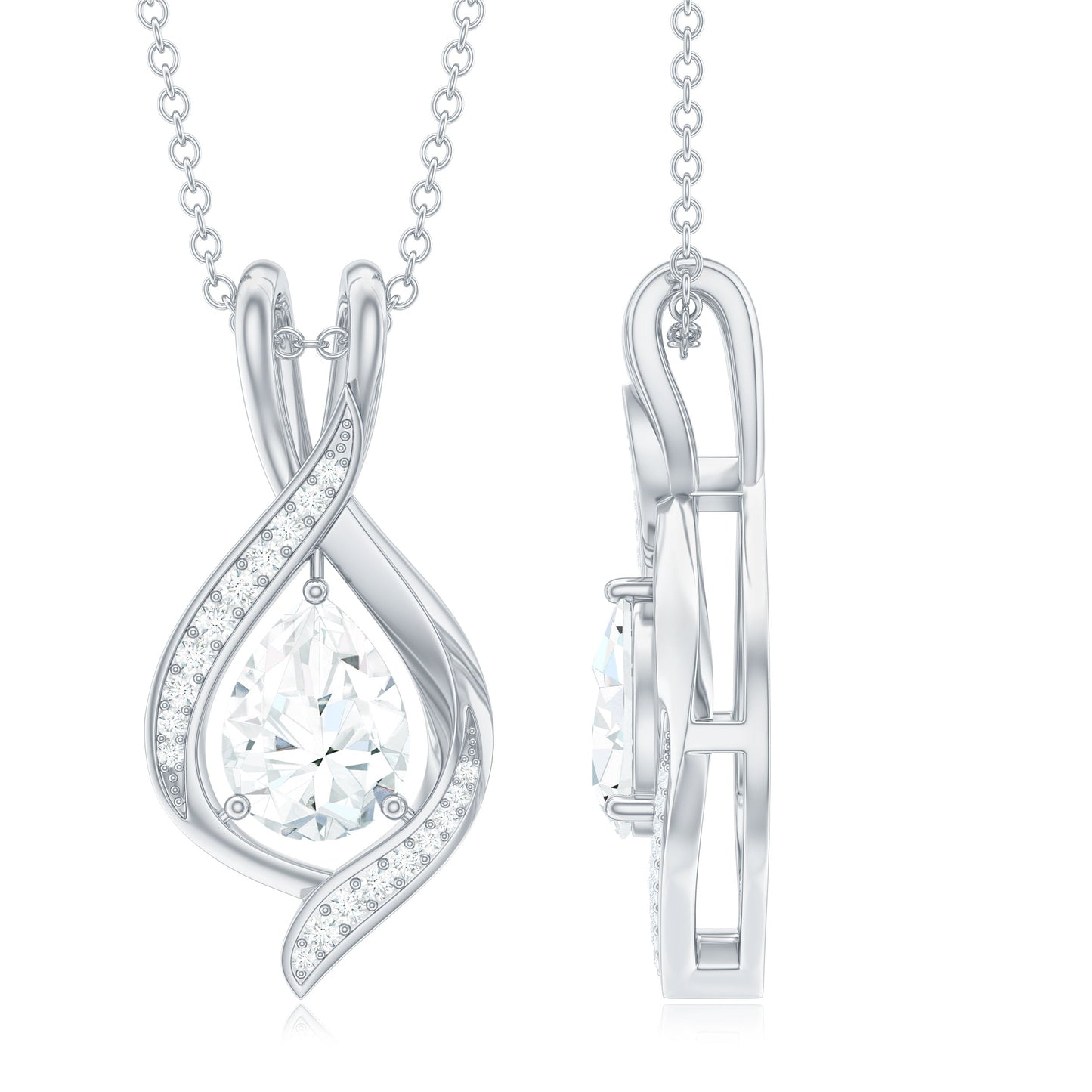 1.25 CT Certified Moissanite Teardrop Necklace for Women