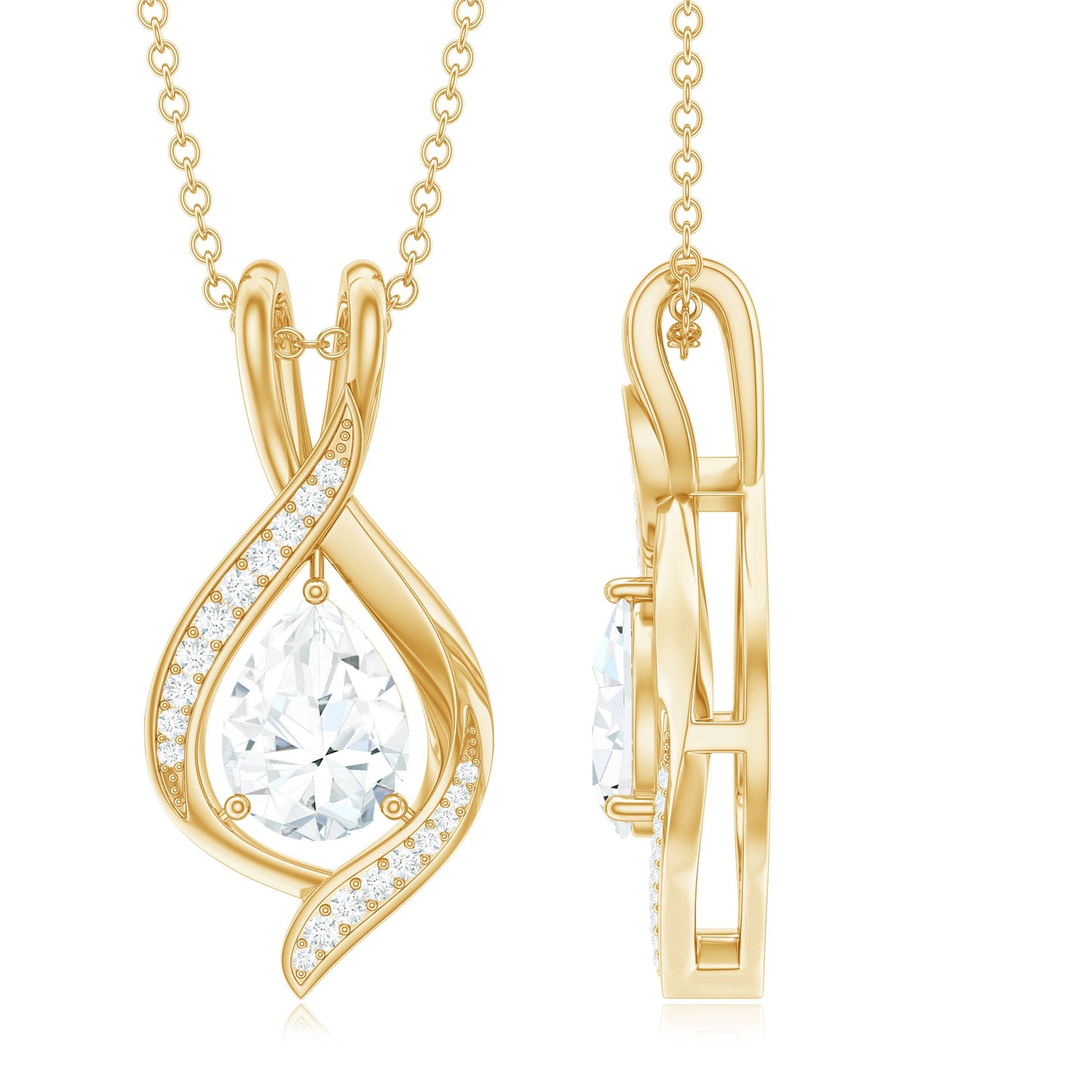 1.25 CT Certified Moissanite Teardrop Necklace for Women