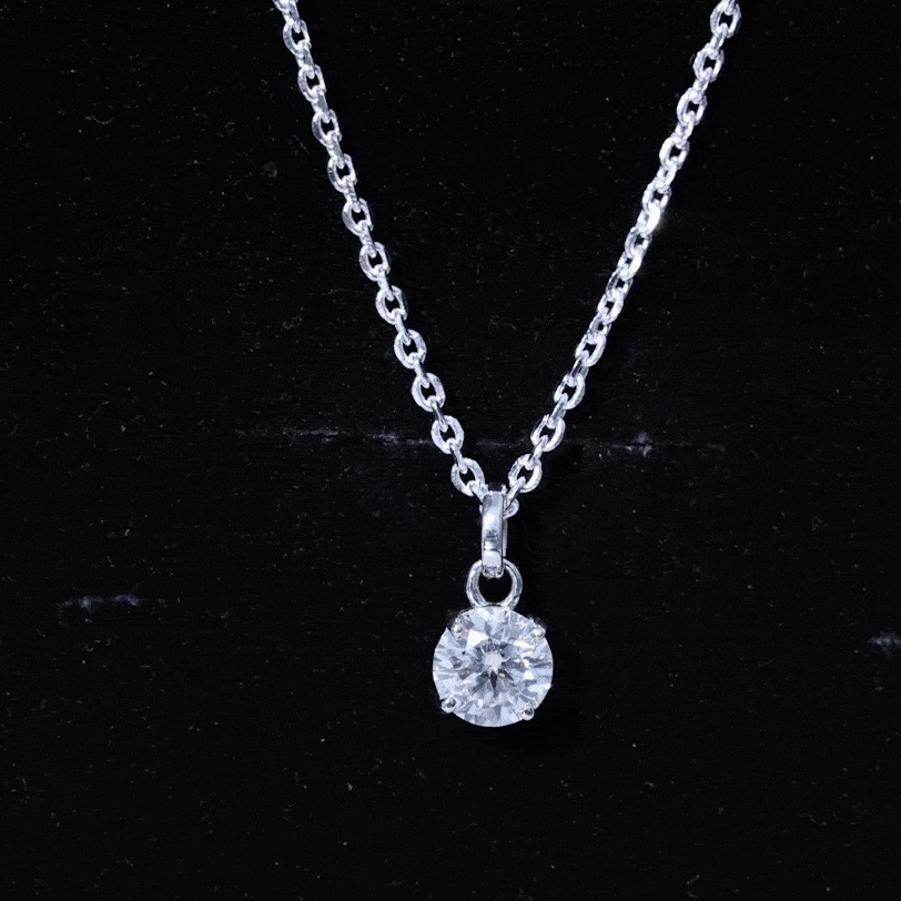 1 Carat Round Moissanite Solitaire Pendant Necklace in Prong Setting