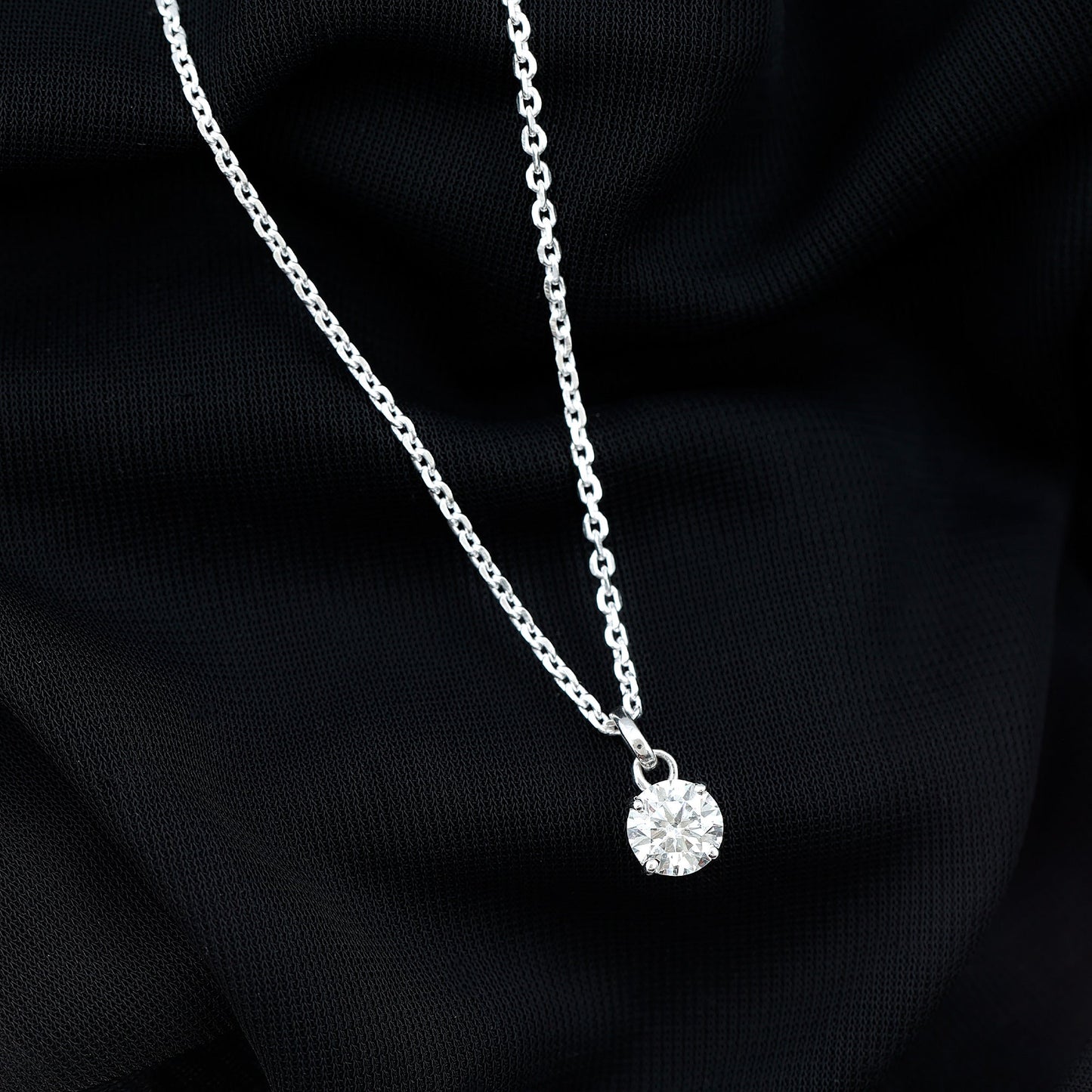 1 Carat Round Moissanite Solitaire Pendant Necklace in Prong Setting