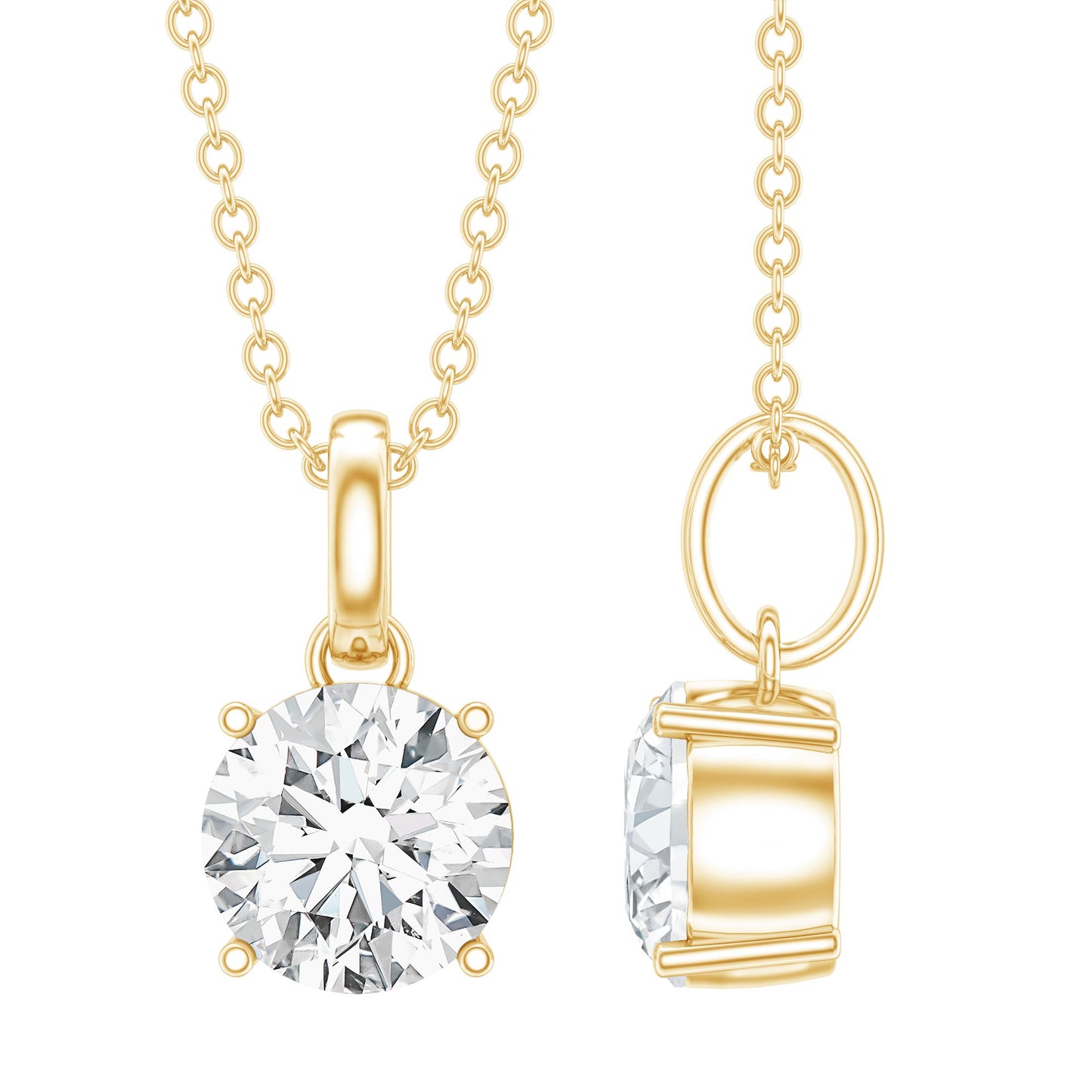 1 Carat Round Moissanite Solitaire Pendant Necklace in Prong Setting