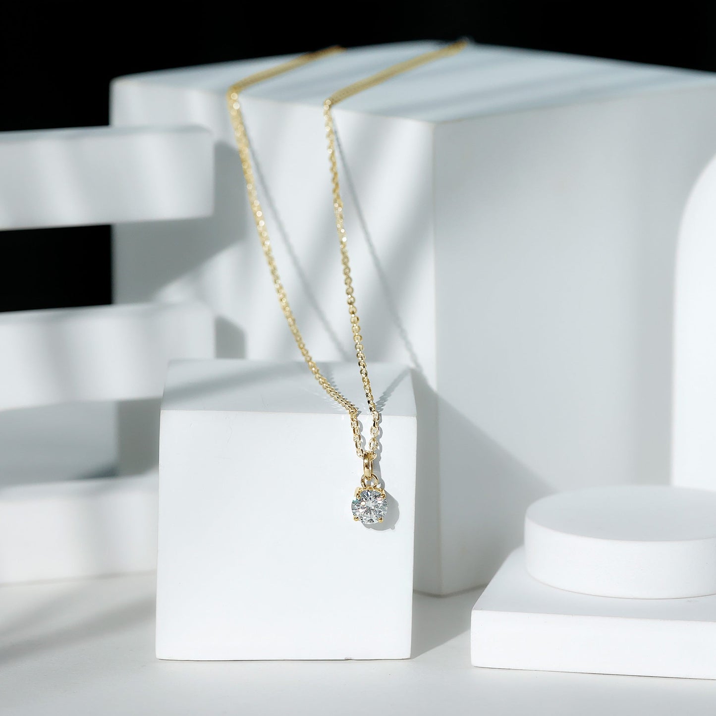 1 Carat Round Moissanite Solitaire Pendant Necklace in Prong Setting