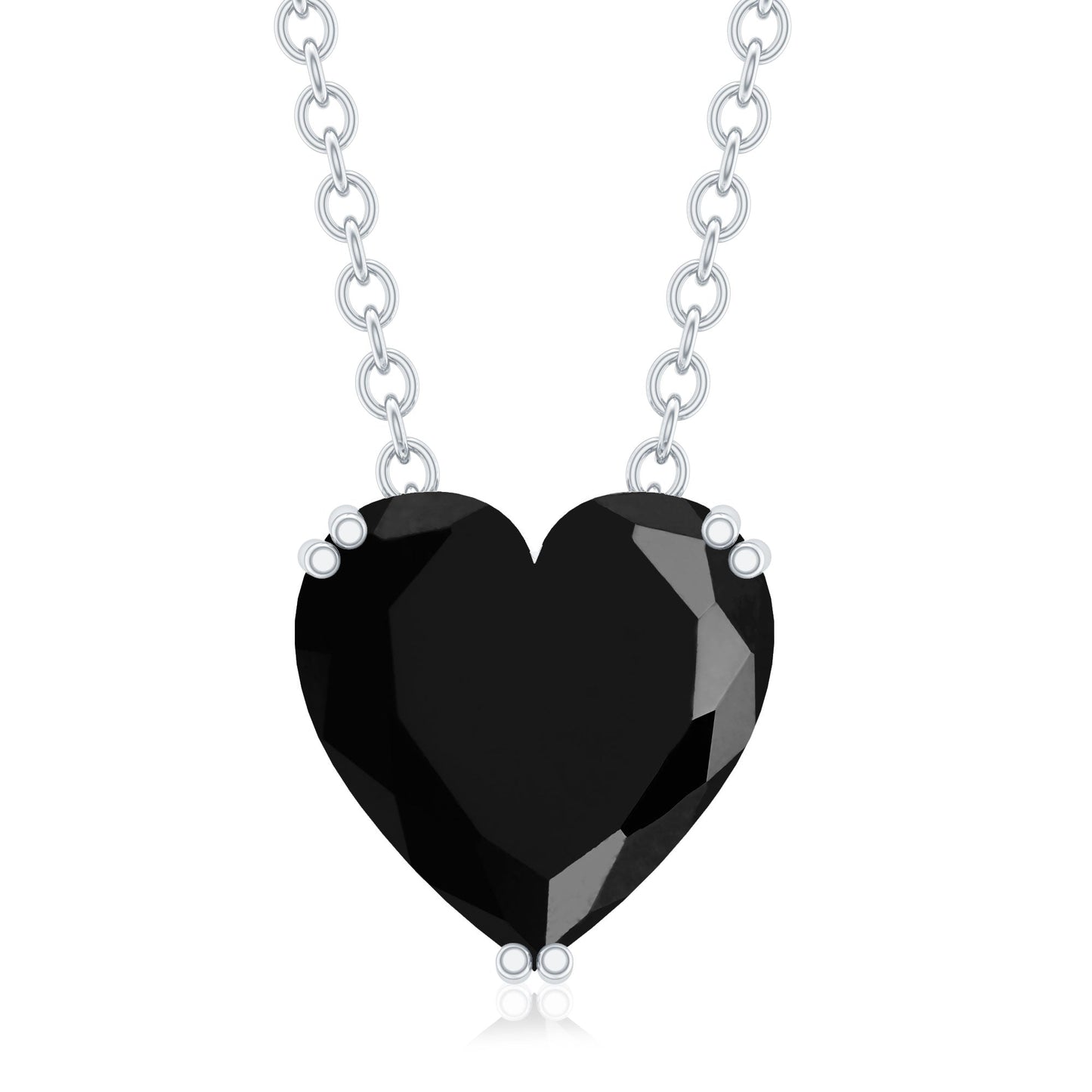 8MM Heart Shape Black Spinel Solitaire Necklace in Double Prong Setting