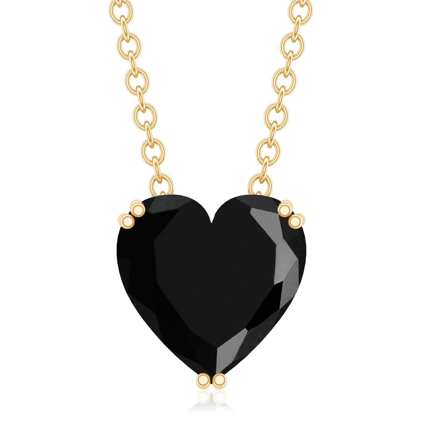 8MM Heart Shape Black Spinel Solitaire Necklace in Double Prong Setting