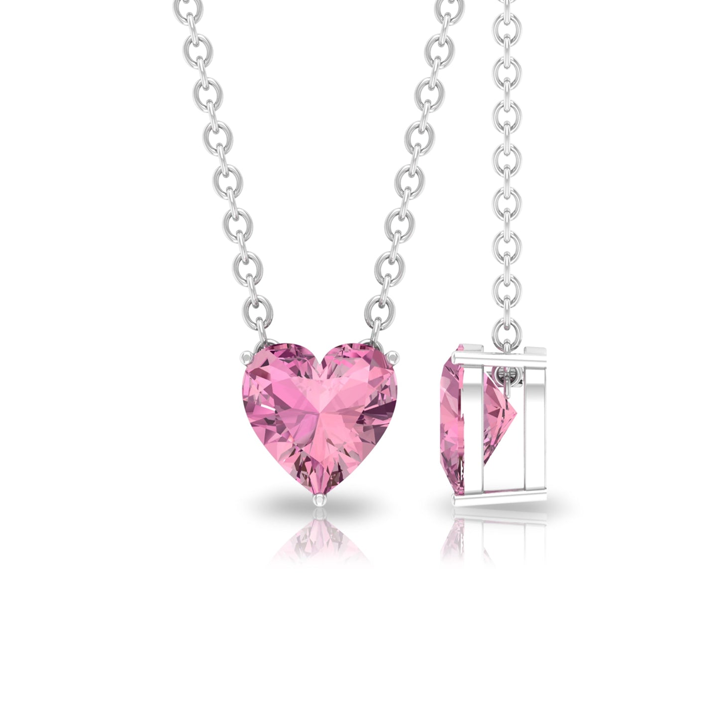 1 Carat Heart Shape Pink Tourmaline Pendant Necklace