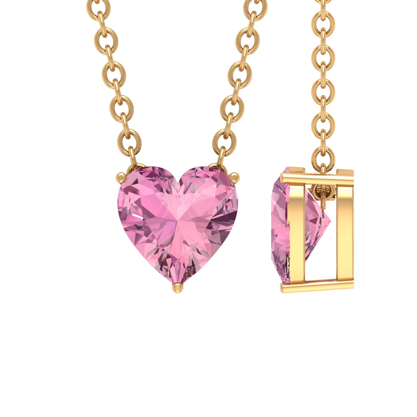 1 Carat Heart Shape Pink Tourmaline Pendant Necklace