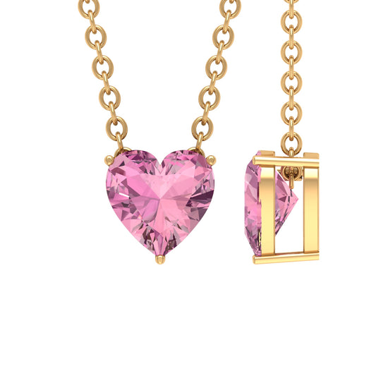 1 Carat Heart Shape Pink Tourmaline Pendant Necklace