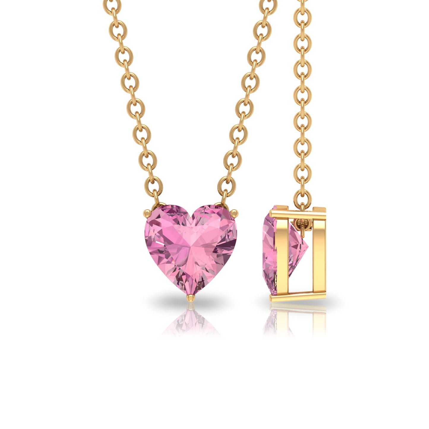 1 Carat Heart Shape Pink Tourmaline Pendant Necklace