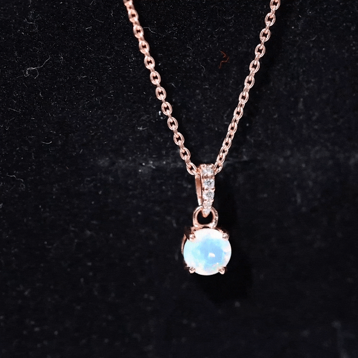 Round Shape Ethiopian Opal Pendant with Diamond Bail
