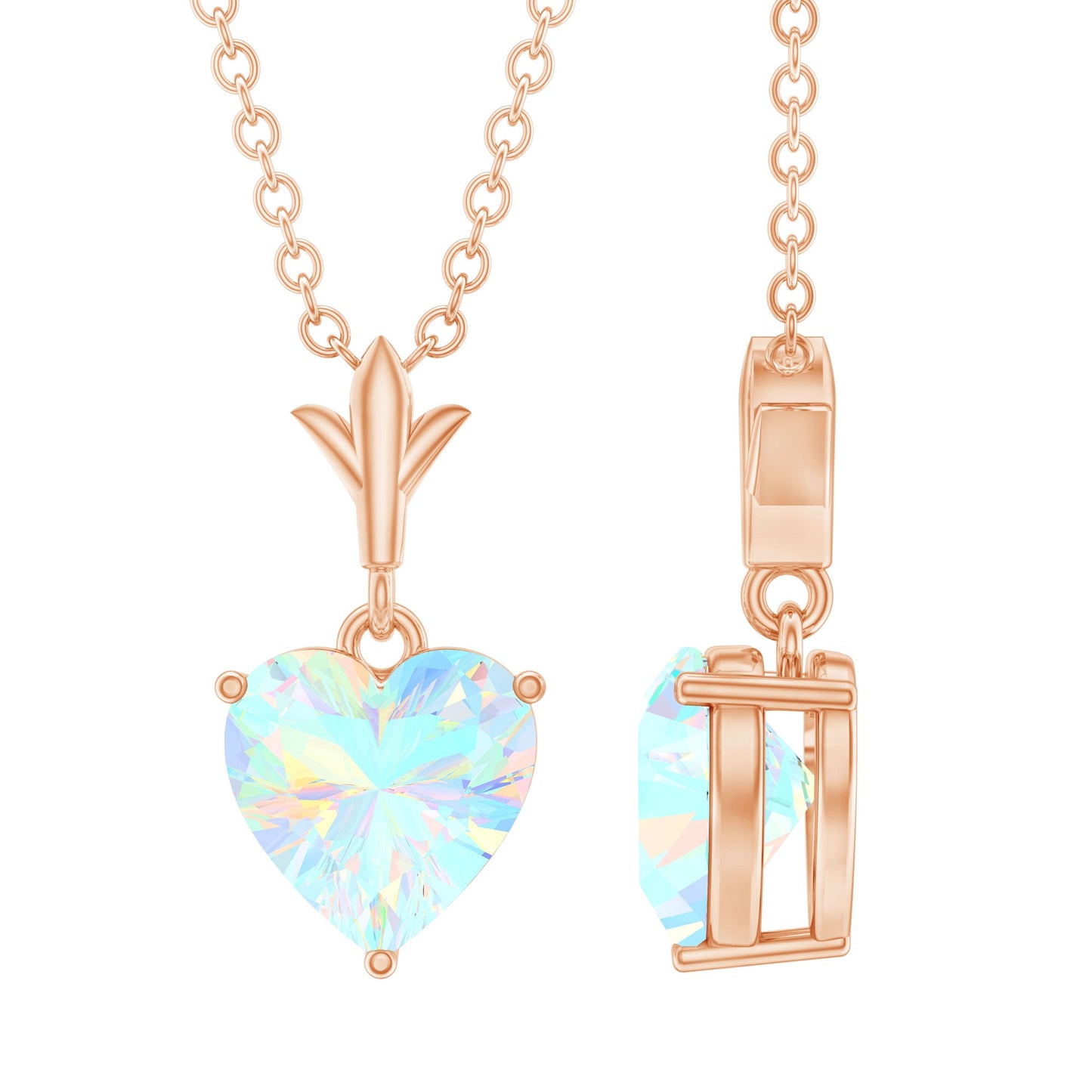 6MM Heart Shape Ethiopian Opal Necklace With Chain