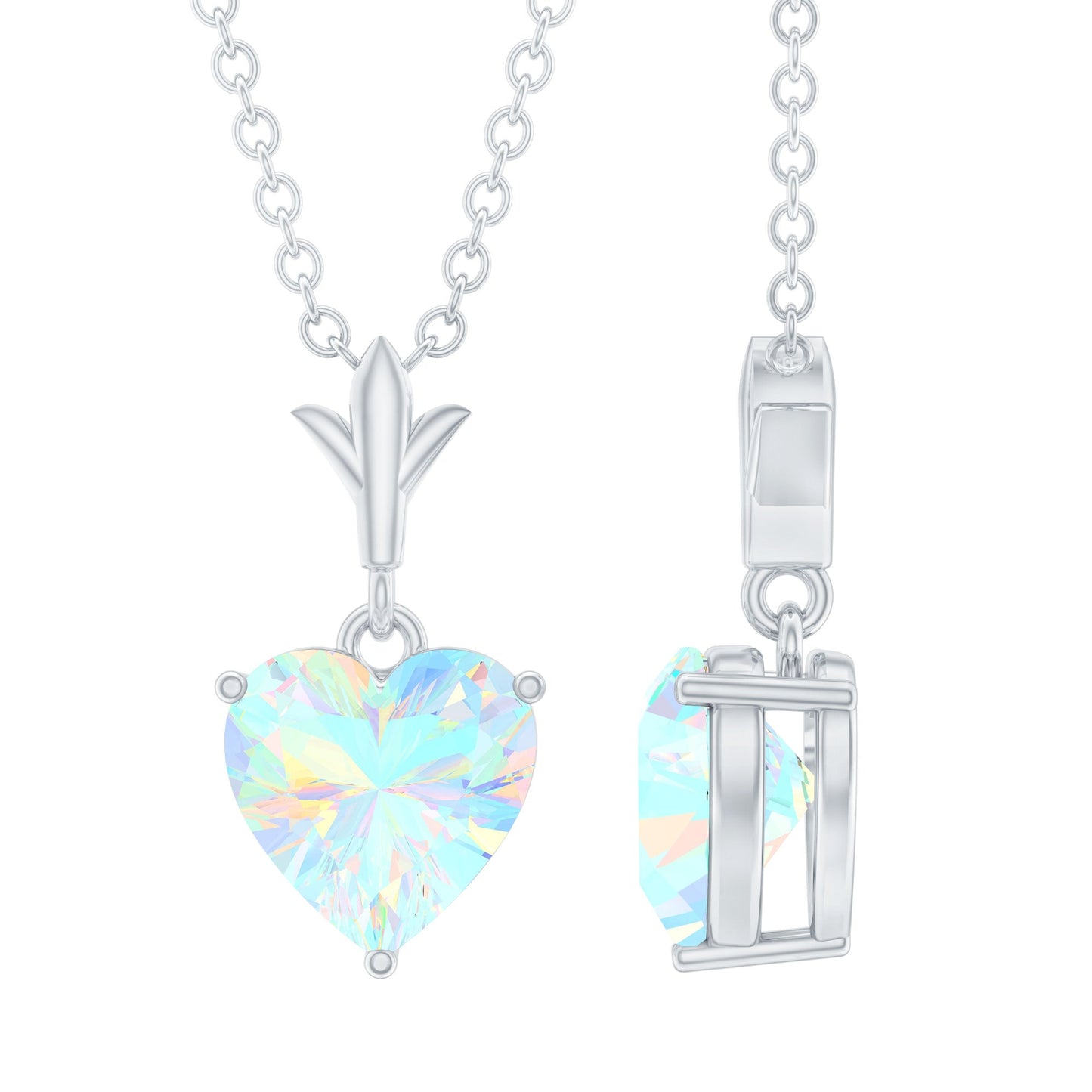 6MM Heart Shape Ethiopian Opal Necklace With Chain