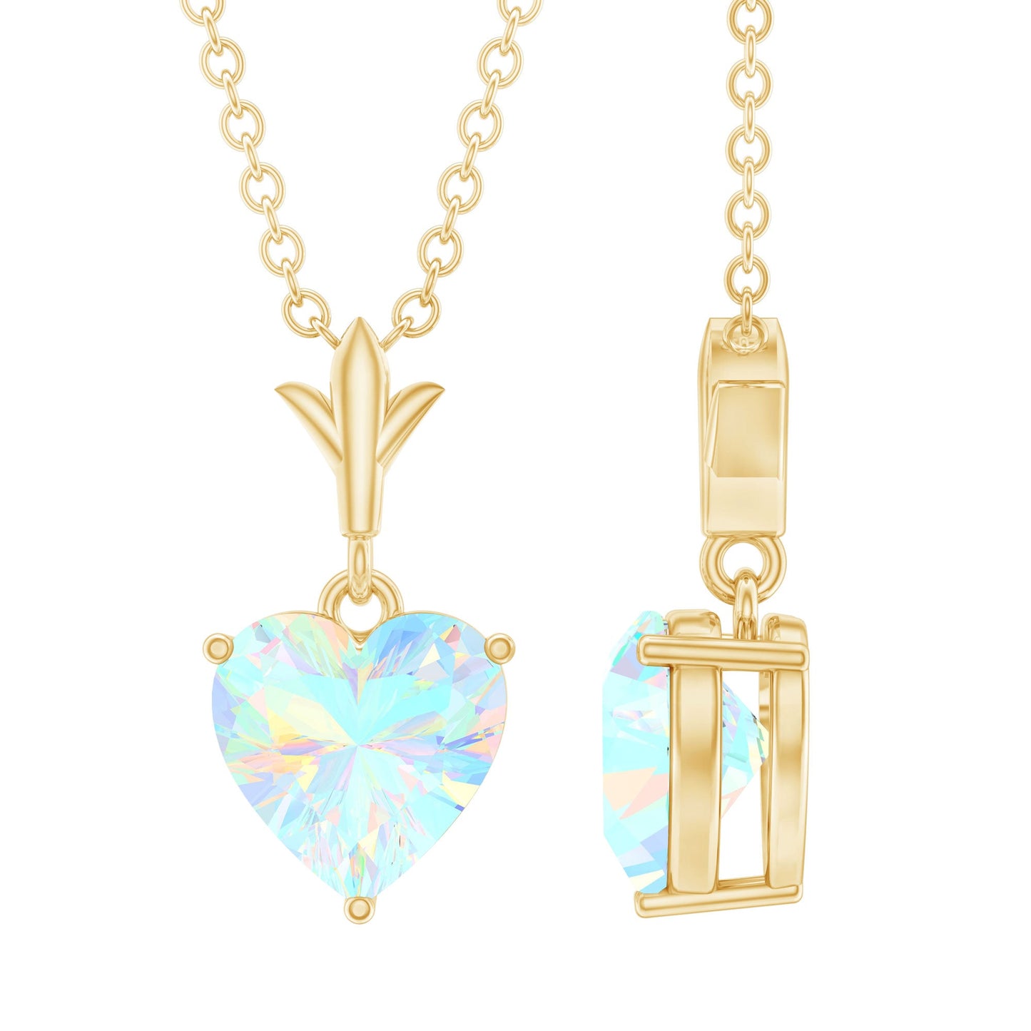 6MM Heart Shape Ethiopian Opal Necklace With Chain