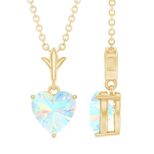 6MM Heart Shape Ethiopian Opal Necklace With Chain