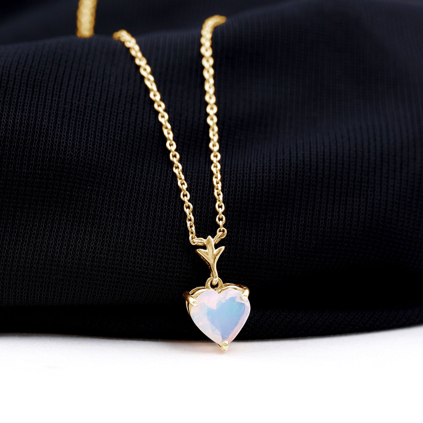 6MM Heart Shape Ethiopian Opal Necklace With Chain