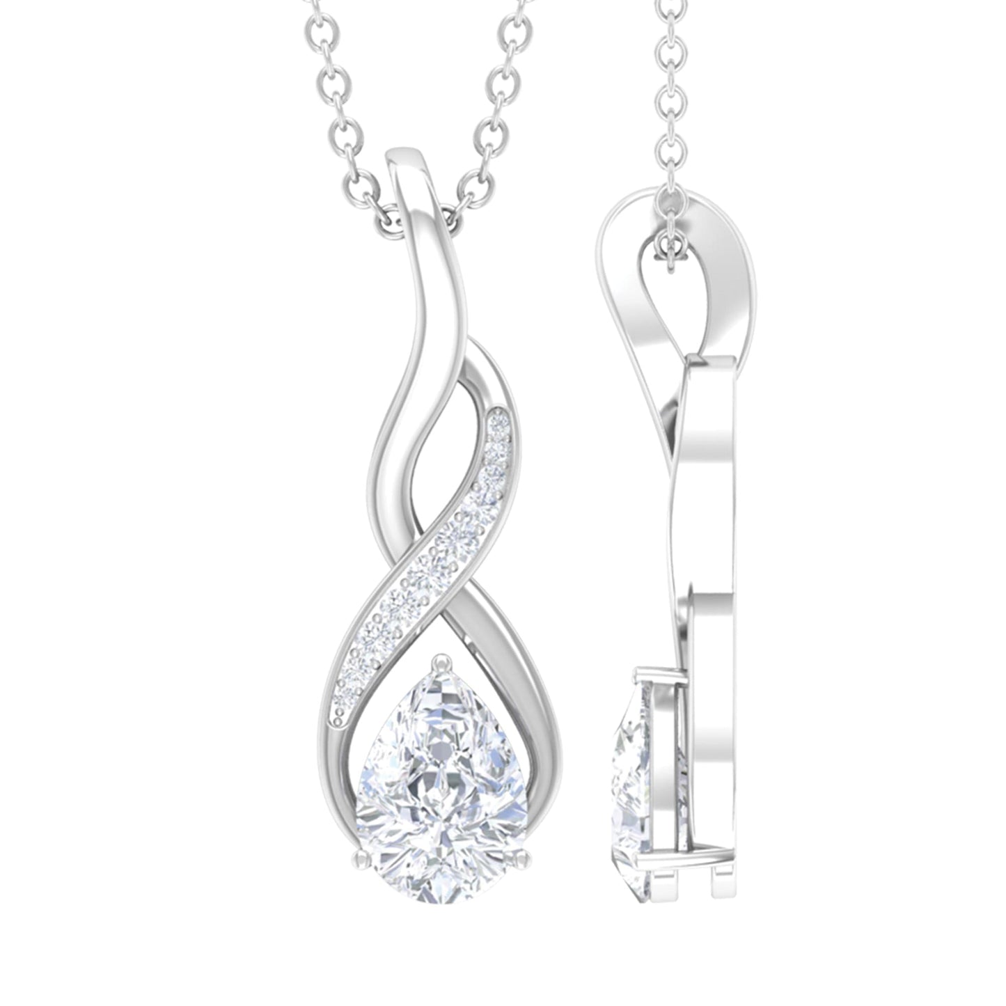 Certified Pear Shape Moissanite Infinity Pendant for Women