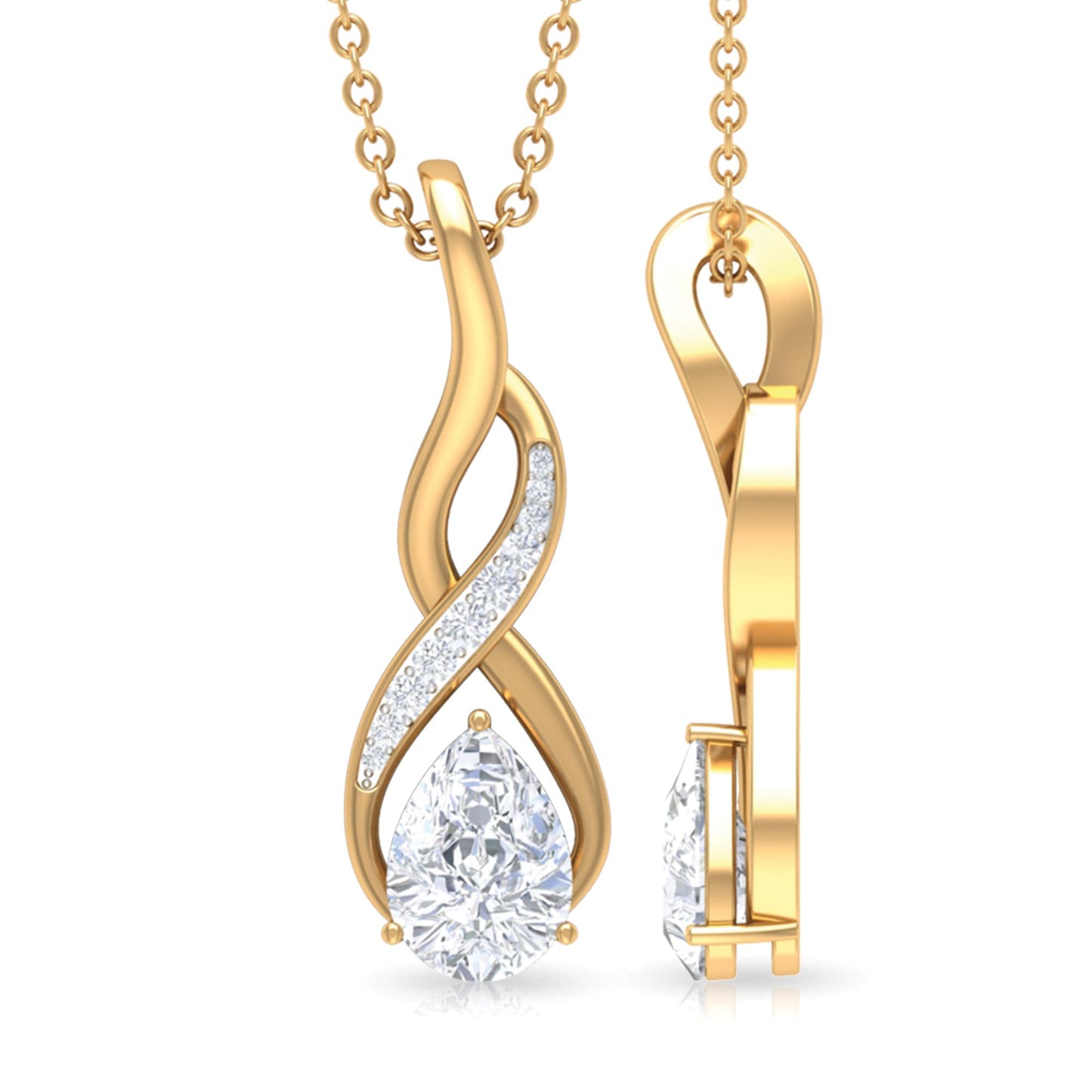 Certified Pear Shape Moissanite Infinity Pendant for Women