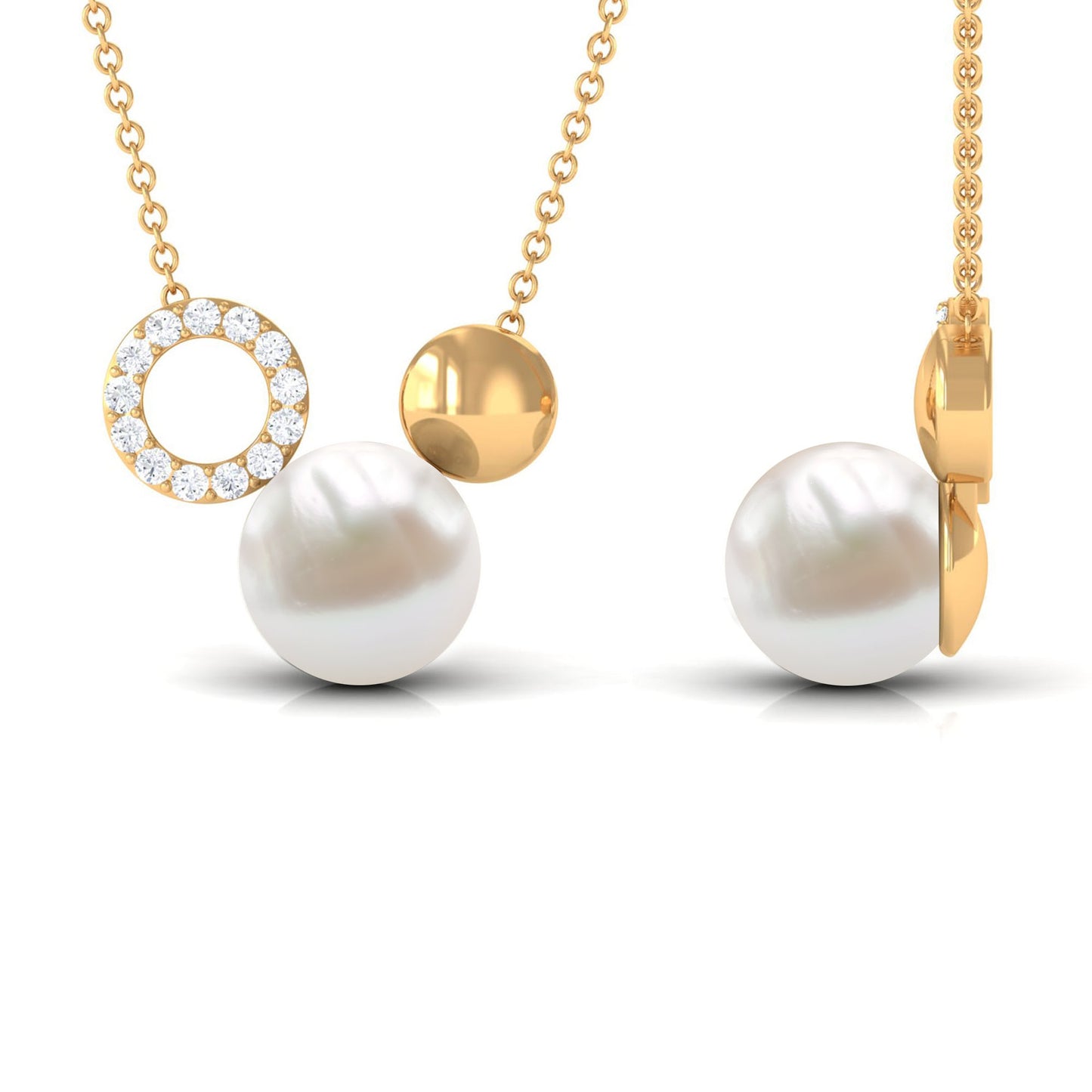 6.25 CT Freshwater Pearl and Diamond Mickey Mouse Cocktail Necklace