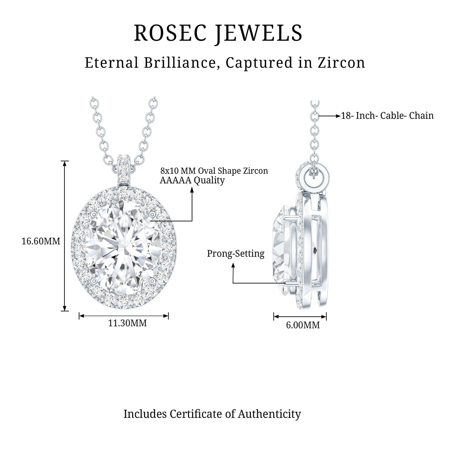 Oval Simulated Diamond Cocktail Halo Pendant