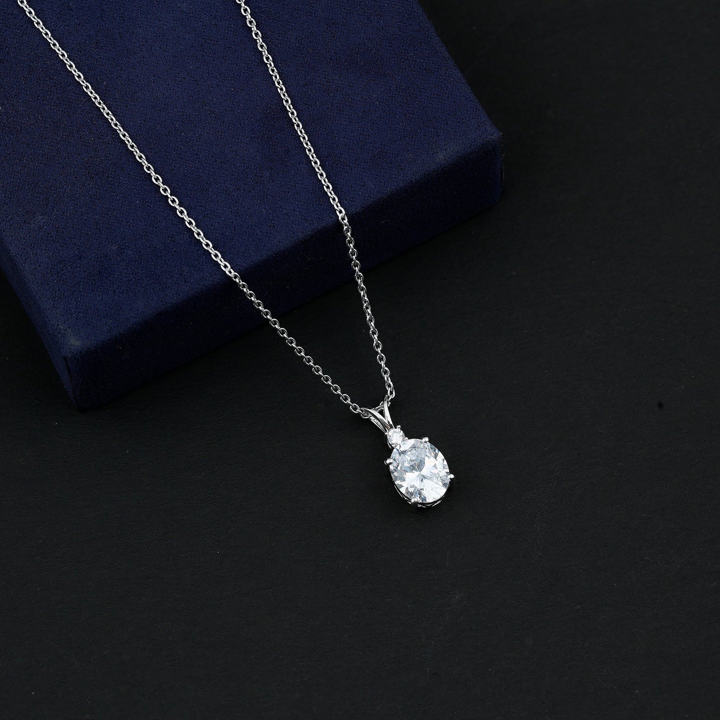 Simulated Diamond Simple Pendant Necklace
