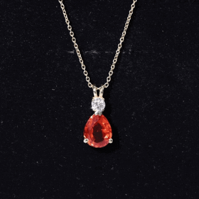 Lab Created Orange Sapphire Statement Necklace with Moissanite