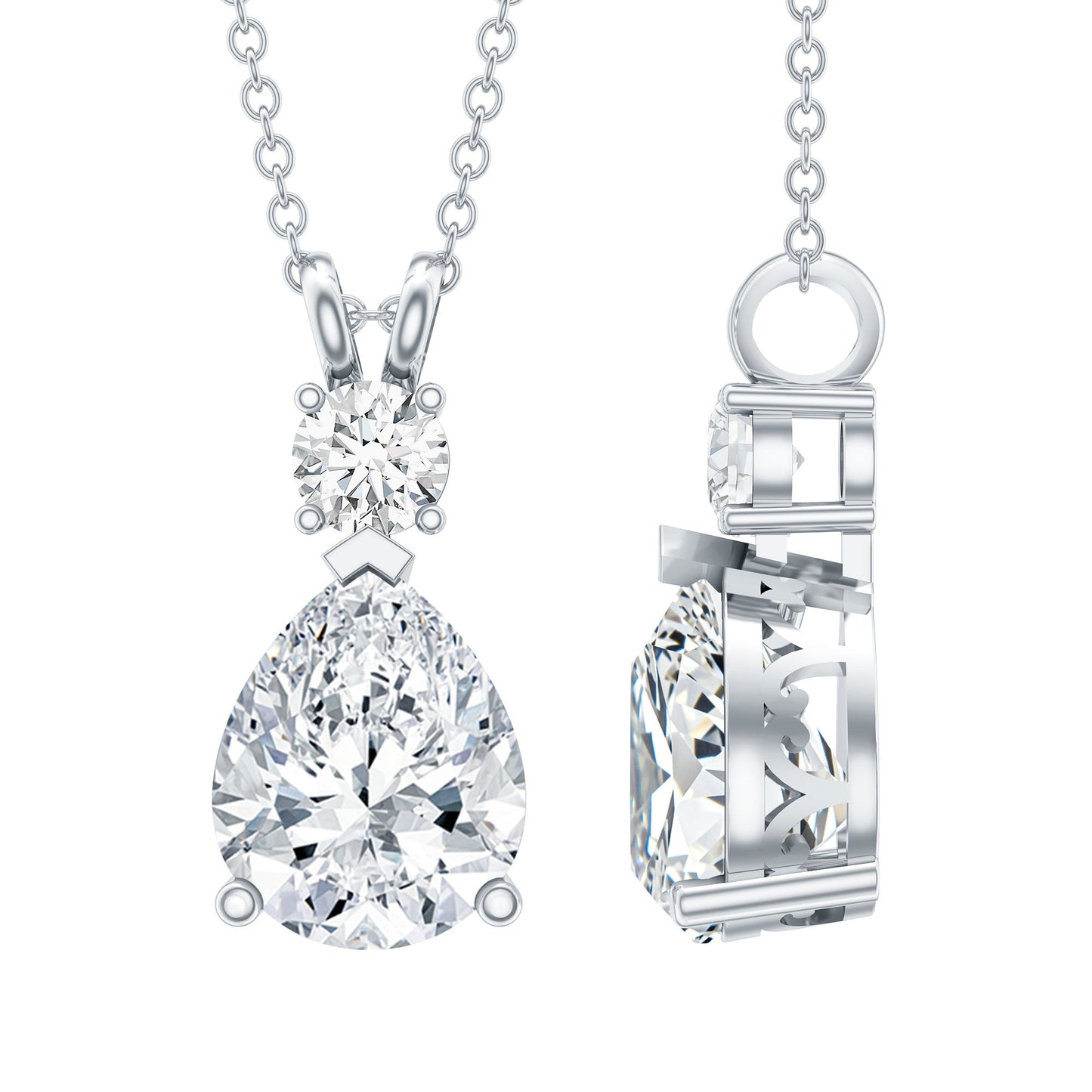 Pear and Round Shaped Zirconia Drop Pendant