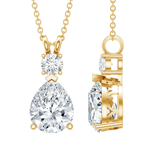 Pear and Round Shaped Zirconia Drop Pendant
