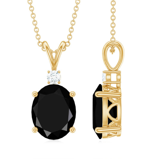 4.2 Carat Oval Shape Lab Created Black Diamond Solitaire Pendant Necklace