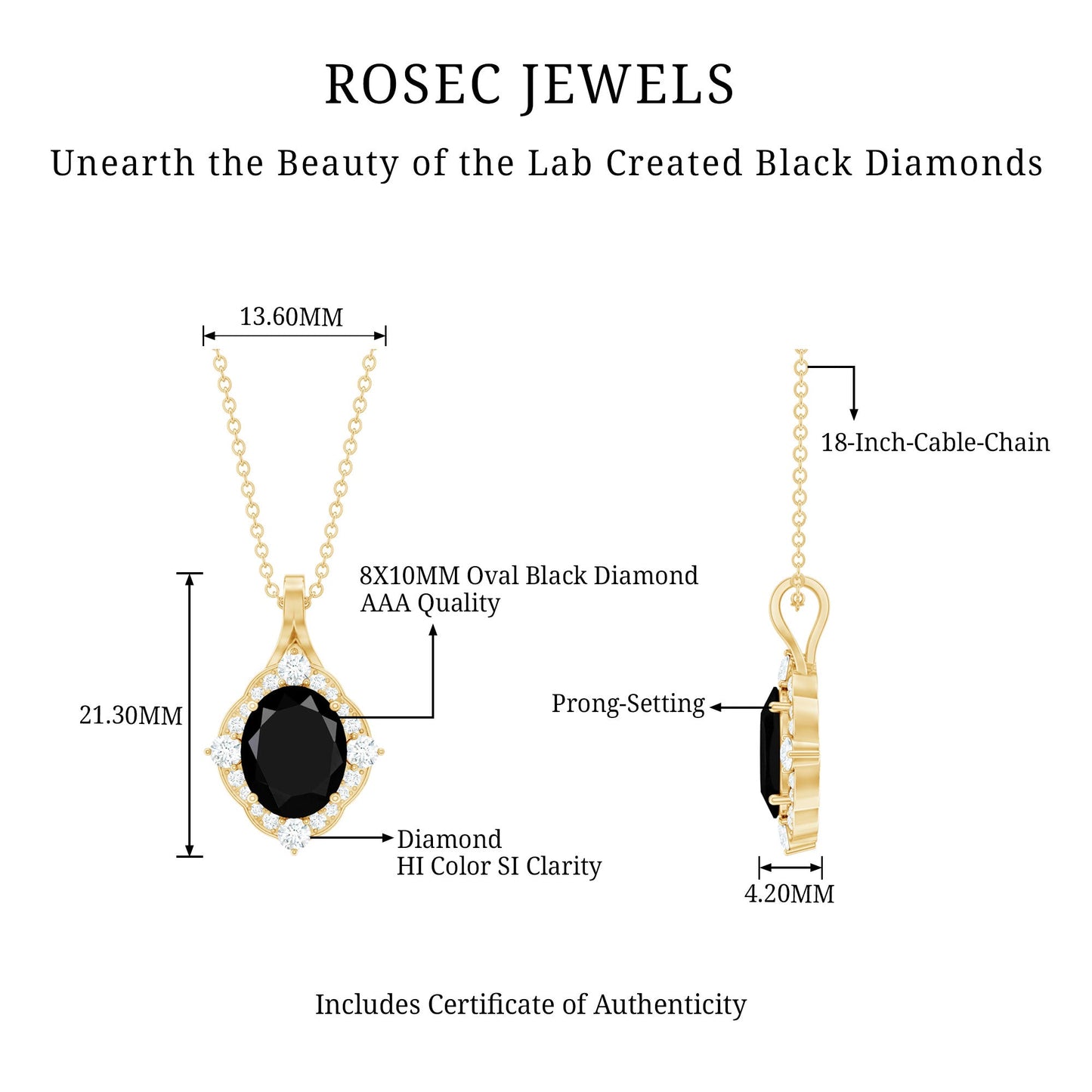 Vintage Style Created Black Diamond Halo Pendant Necklace