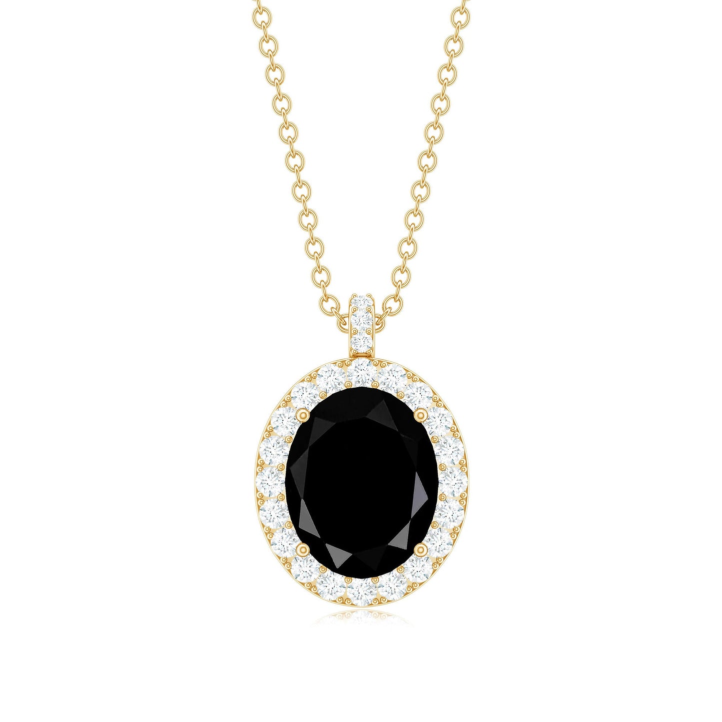 4.2 Carat Oval Shape Lab Created Black Diamond Statement Necklace