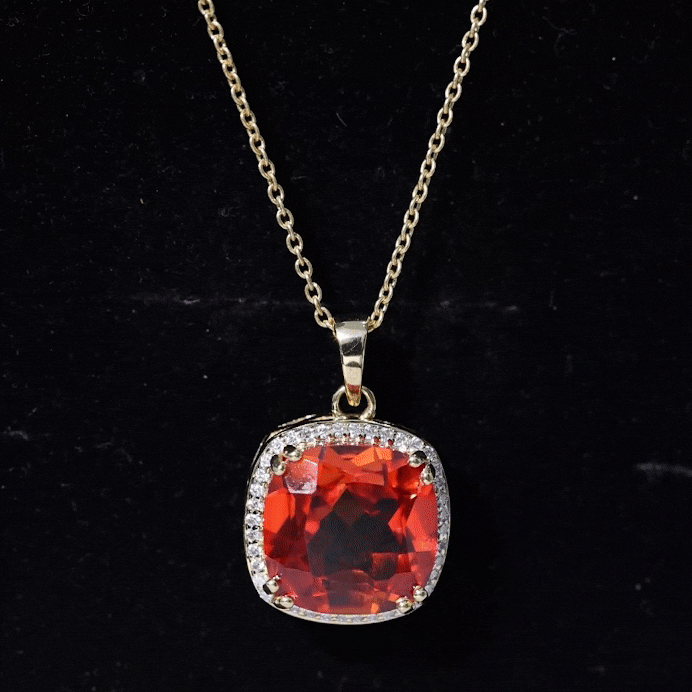 Lab Created Orange Sapphire Statement Necklace With Chain