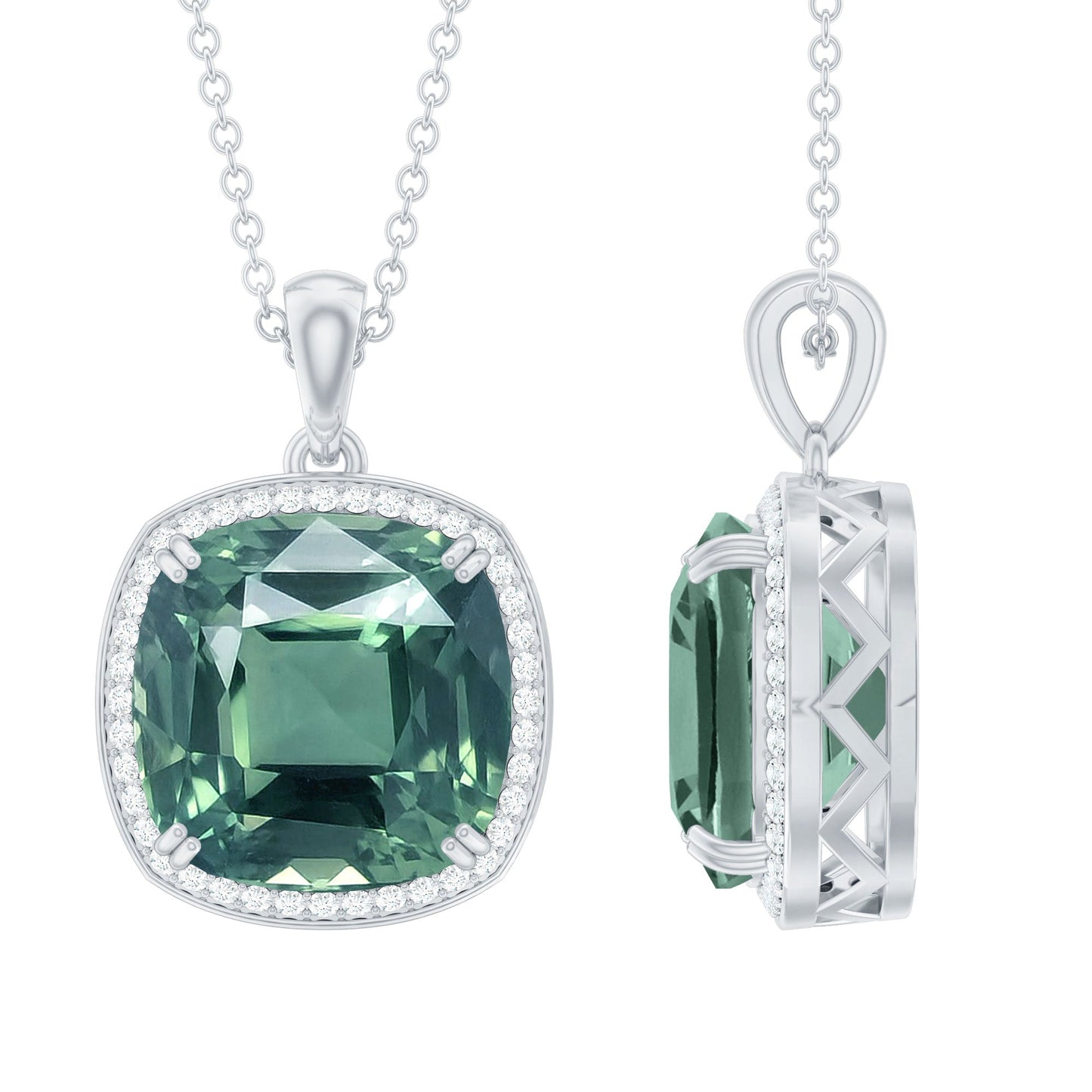 9 Carat Lab Grown Green Sapphire Statement Necklace