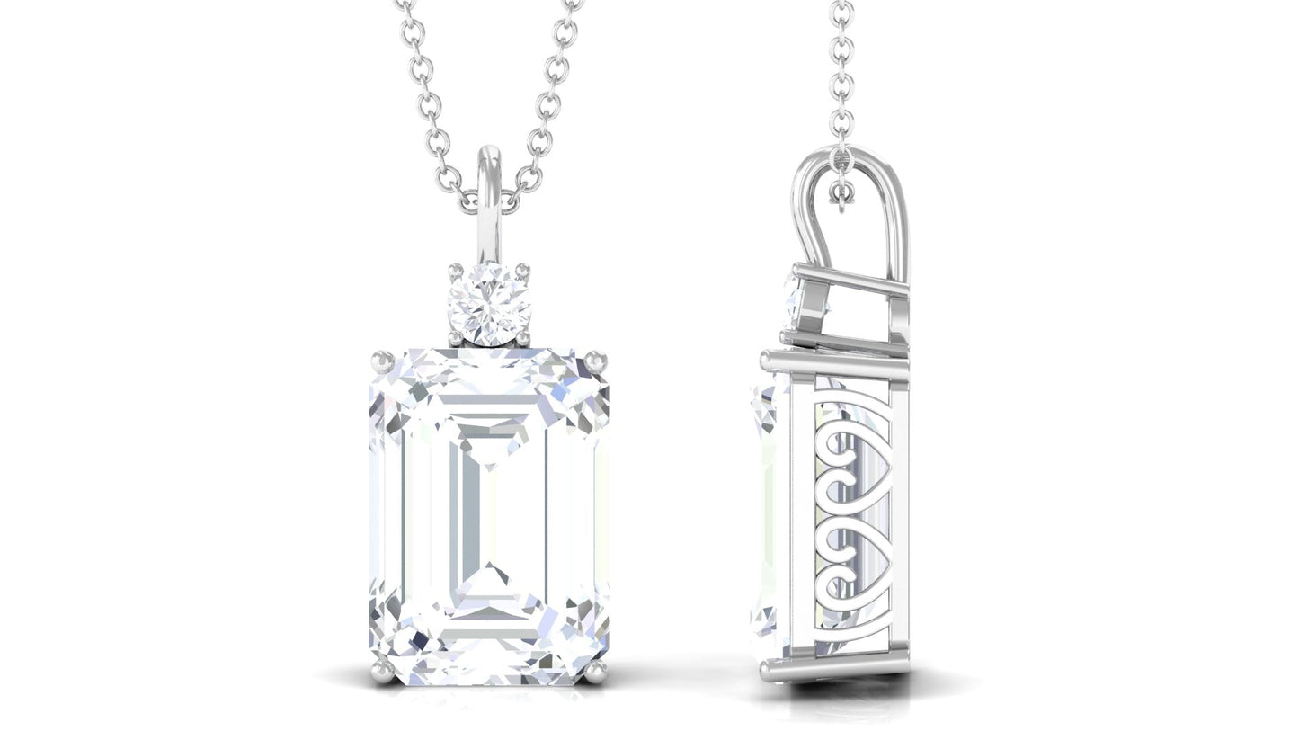 Certified 4.5 Carat Emerald Cut Moissanite Pendant for Women