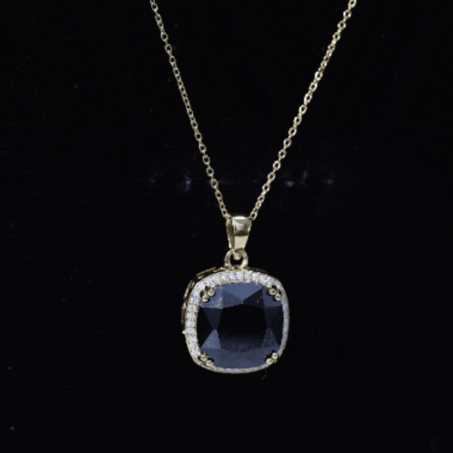 Lab Grown 12MM Black Diamond Cocktail Necklace With Chain