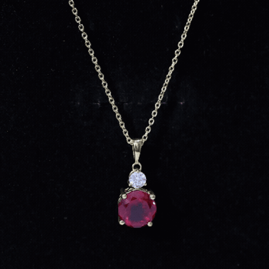 Certified 2.5 Carat Lab Grown Ruby Pendant Necklace with Moissanite