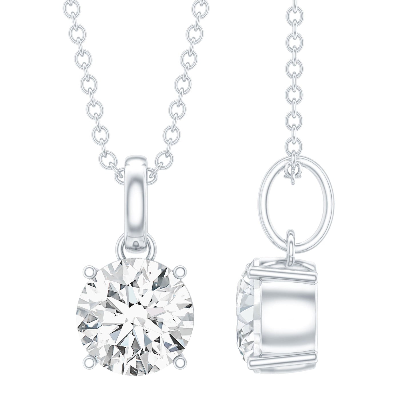 Lab Grown 1 Carat Single Diamond Necklace For Women