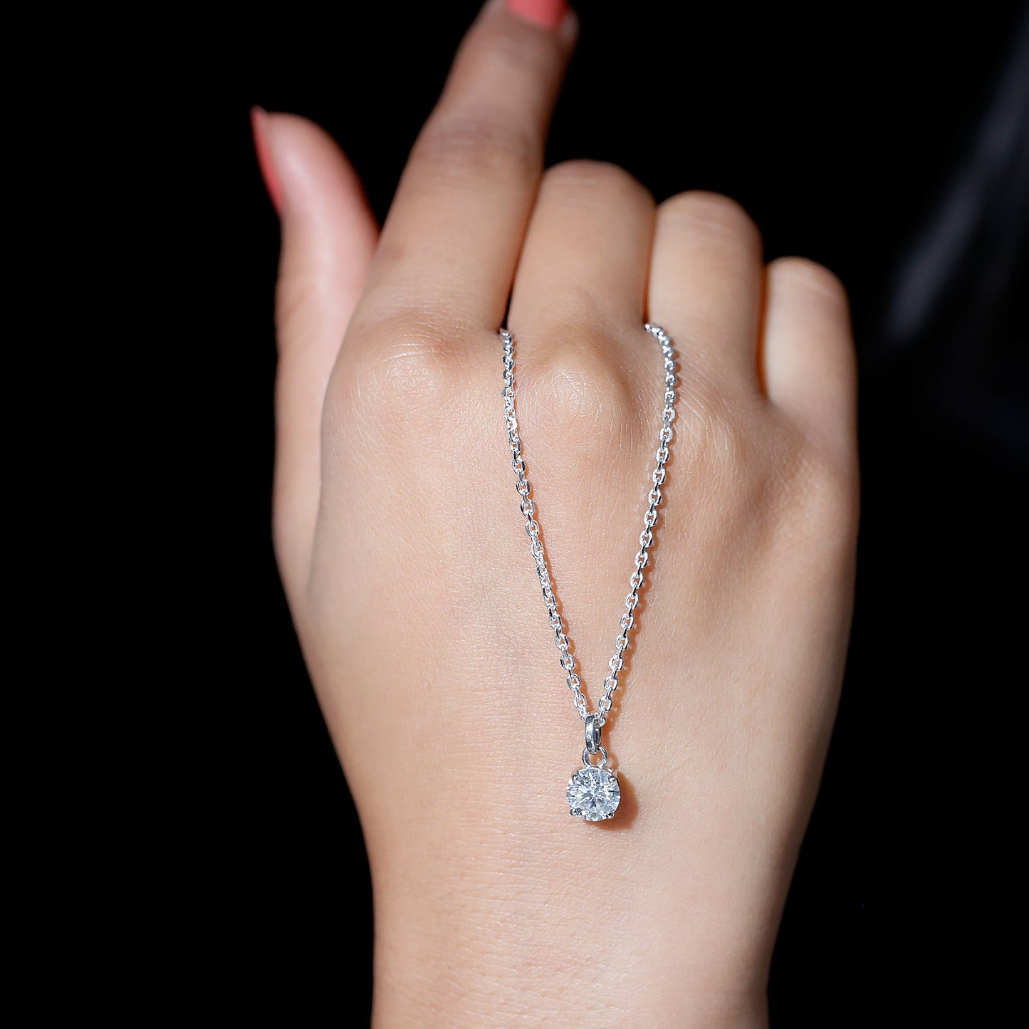 Lab Grown 1 Carat Single Diamond Necklace For Women