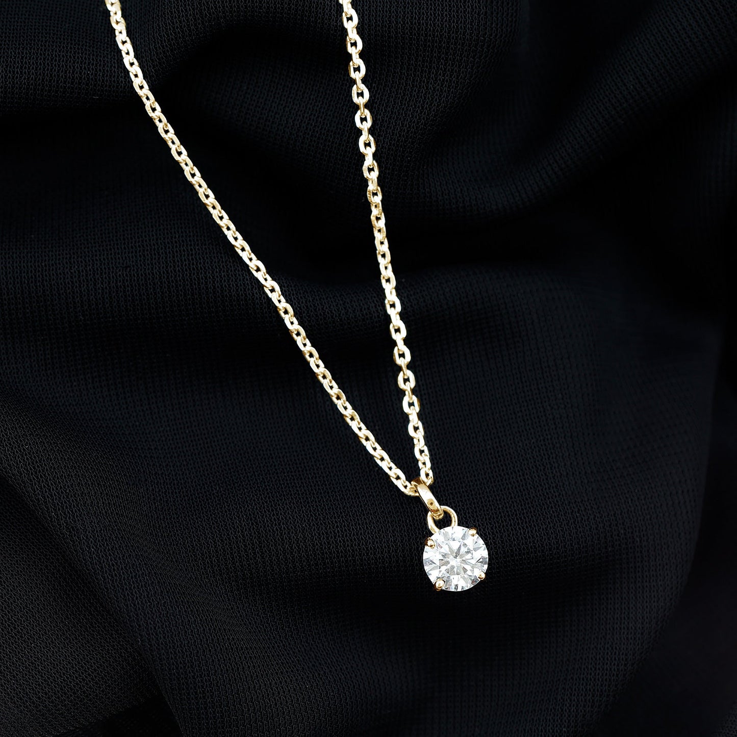 Lab Grown 1 Carat Single Diamond Necklace For Women