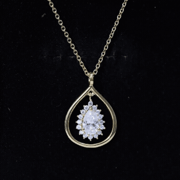 Certified Pear Shaped Moissanite Wedding Necklace for Bride