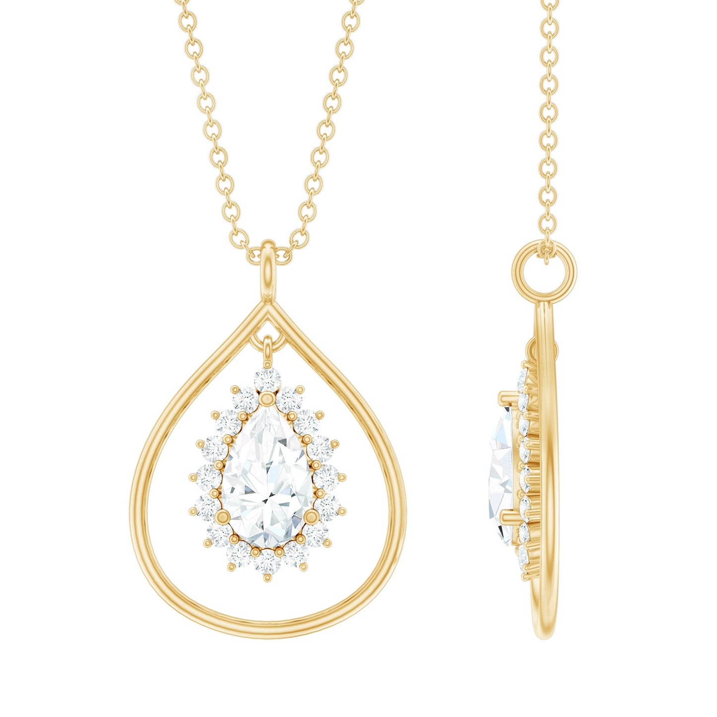 Certified Pear Shaped Moissanite Wedding Necklace for Bride