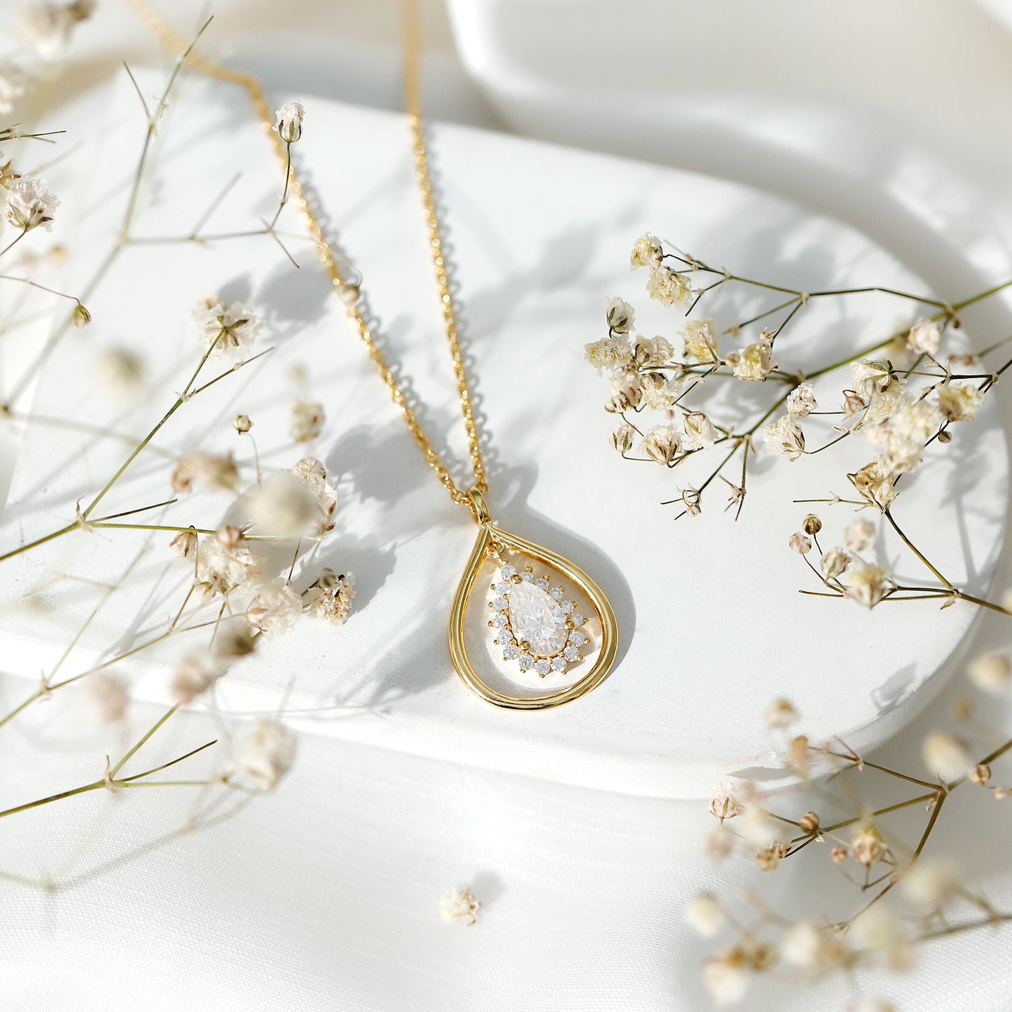Certified Pear Shaped Moissanite Wedding Necklace for Bride