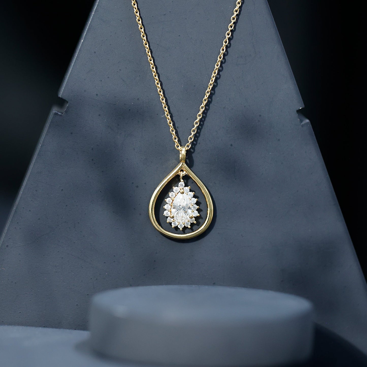 Certified Pear Shaped Moissanite Wedding Necklace for Bride