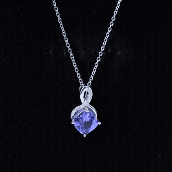 Genuine 1.89 Carat Tanzanite Infinity Necklace with Silver Chain