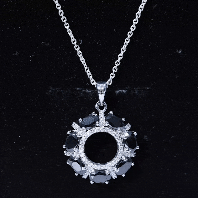 3 CT Oval Cut Black Spinel Elegant Pendant with Moissanite
