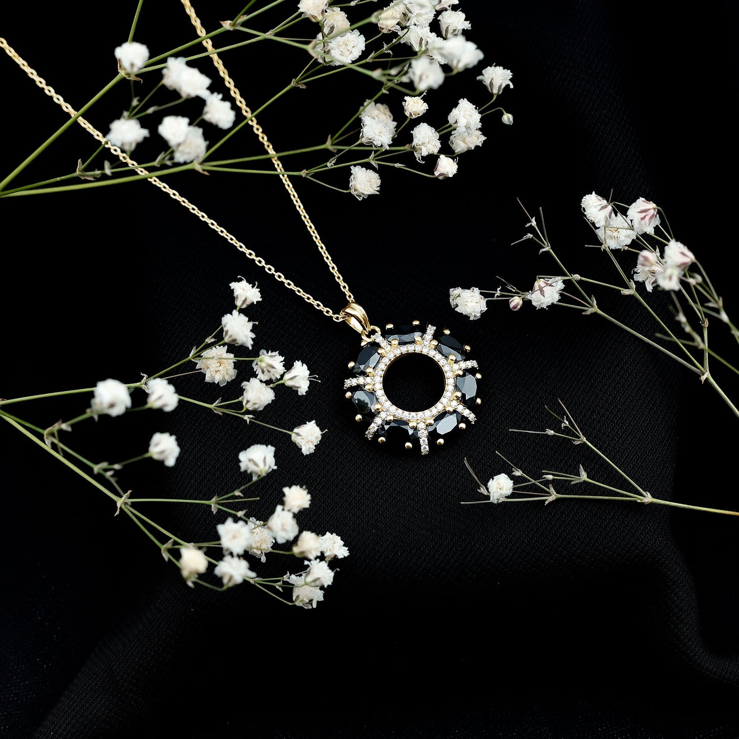 3 CT Oval Cut Black Spinel Elegant Pendant with Moissanite
