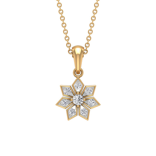 Natural Diamond Flower Pendant Necklace
