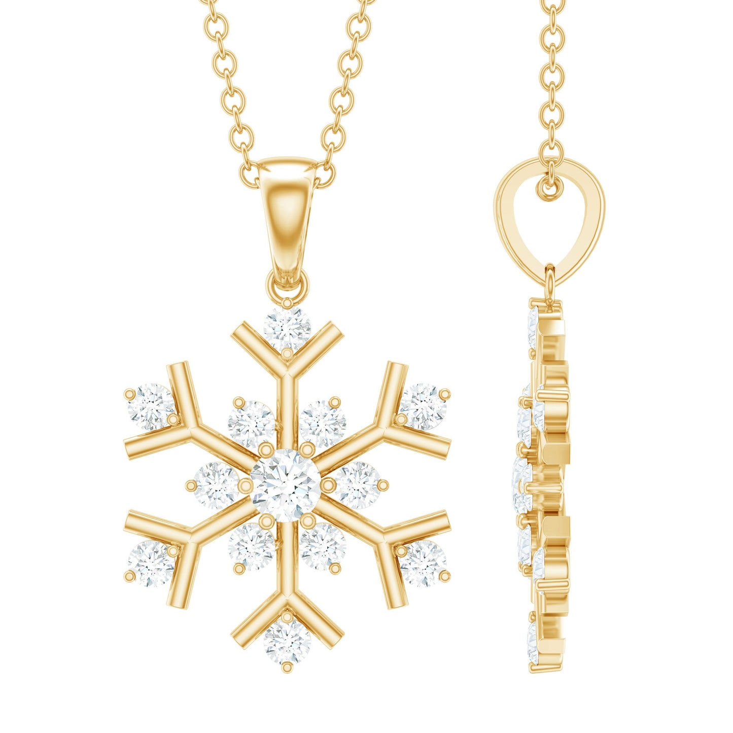 Certified Moissanite Snowflake Pendant Necklace for Women