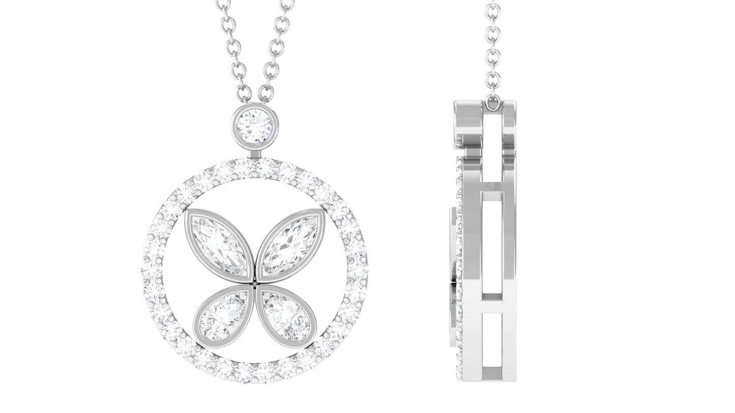 0.50 CT Certified Moissanite Butterfly Pendant
