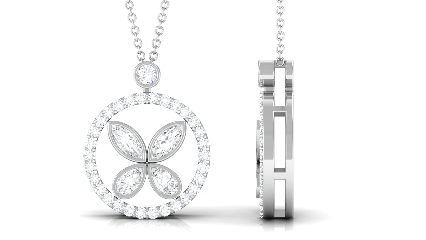 0.50 CT Certified Moissanite Butterfly Pendant
