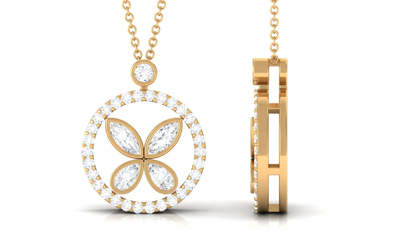 0.50 CT Certified Moissanite Butterfly Pendant